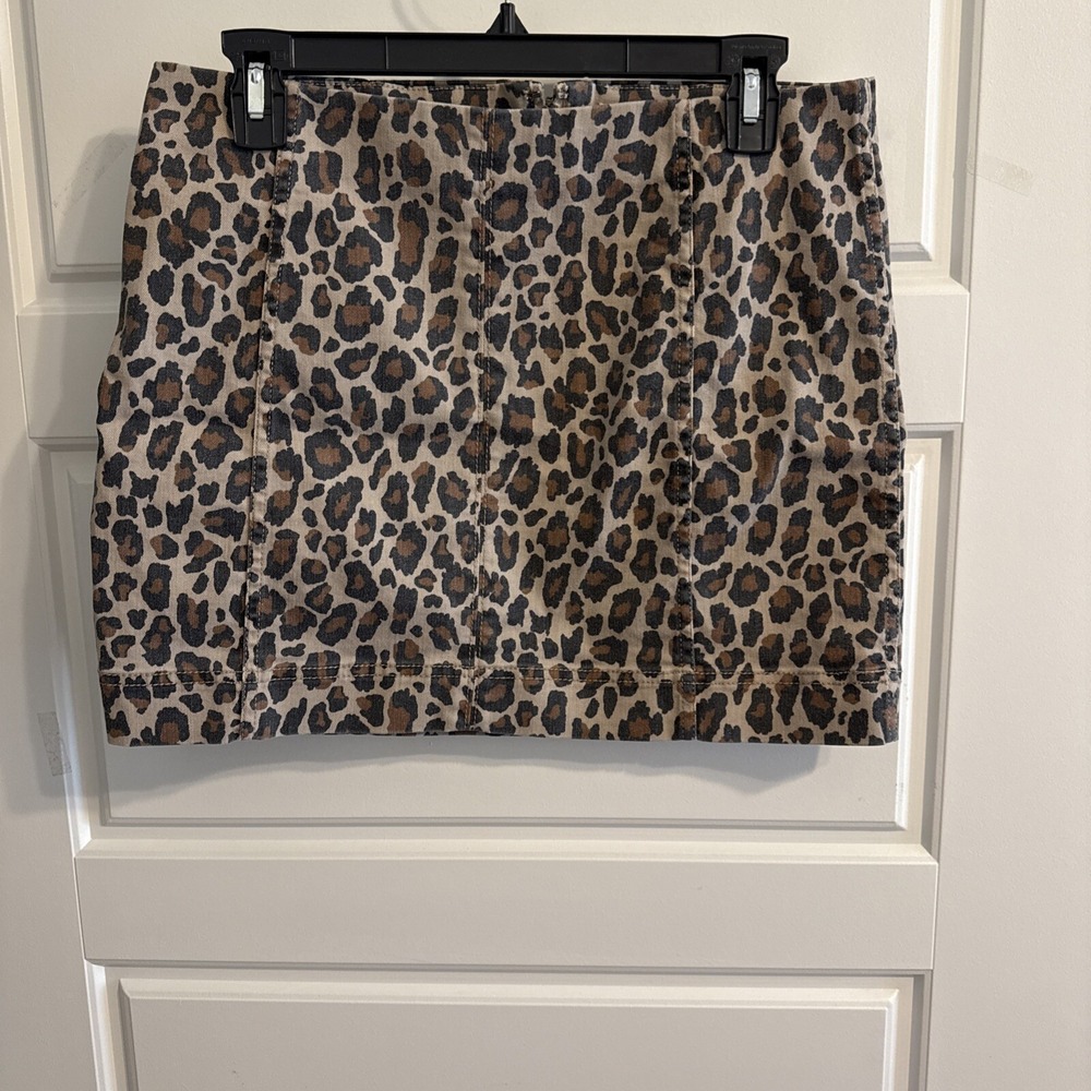 Jolt Skirt Womens Juniors 13 31W Brown Animal Print Mini Stretch‎ Casual